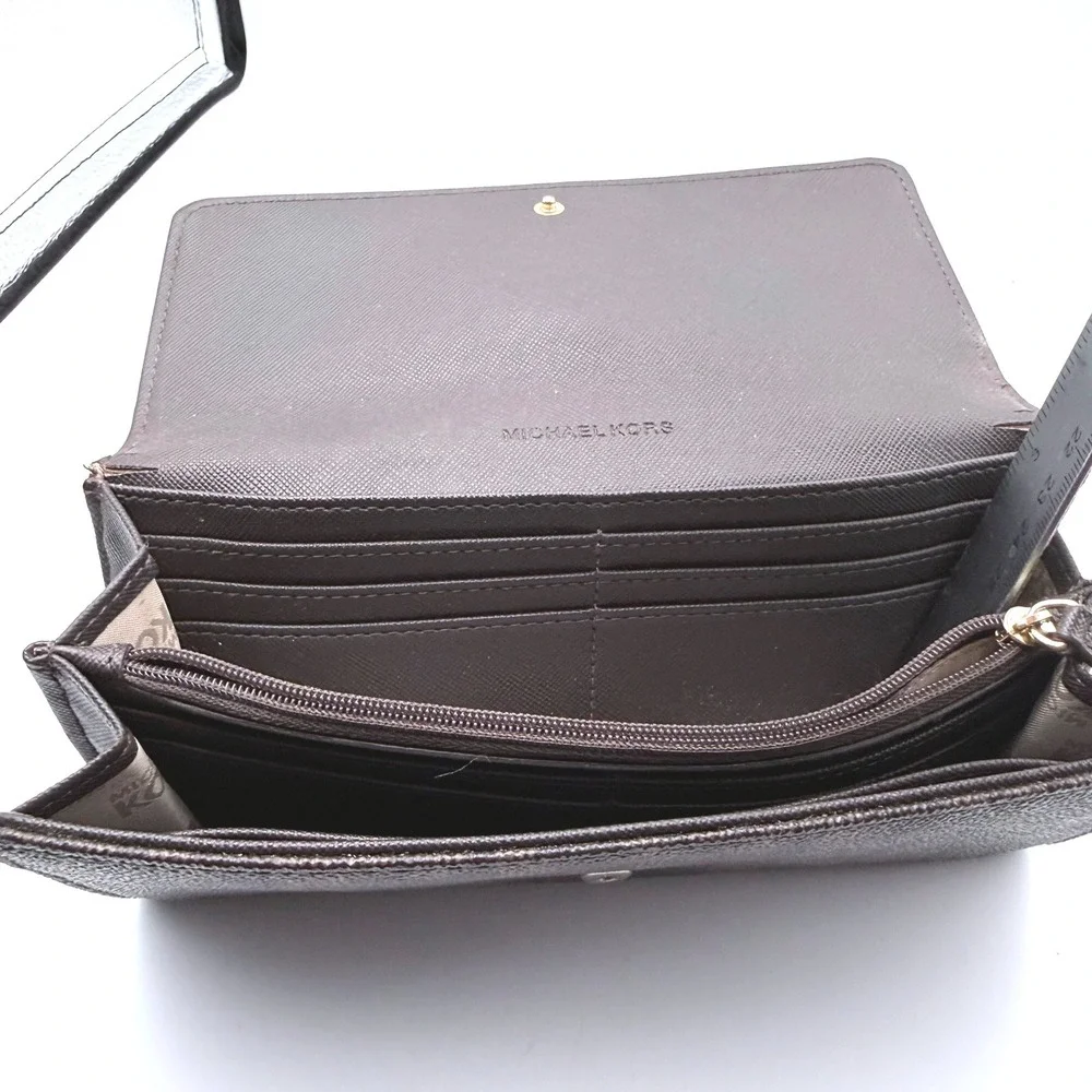 Michael‎ Kors Wallet OS Brown Signature Fulton Flap Continental Monogram Logo